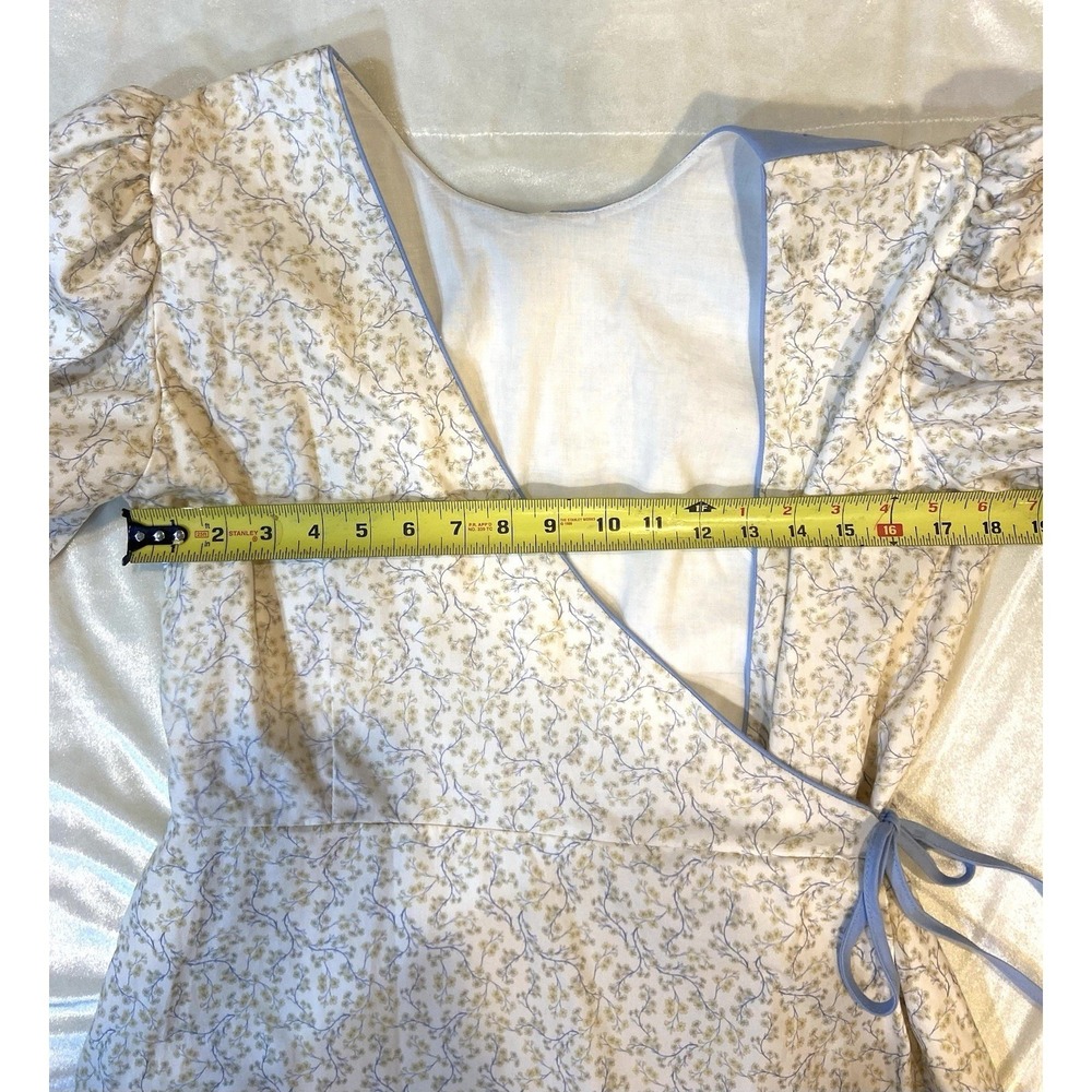 Dondolo Floral Wrap Maxi Dress Puff Sleeve Embroidered Collar Cottagecore Size M - Picture 11 of 15